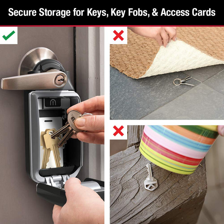 Black Portable Key Lock Box with Adjustable Shackle, Set/Reset Combination for Tenants, Guests, Clients, Ideal for Realtors, Landlords or Property Managers, Holds 6 Keys, 5420EC