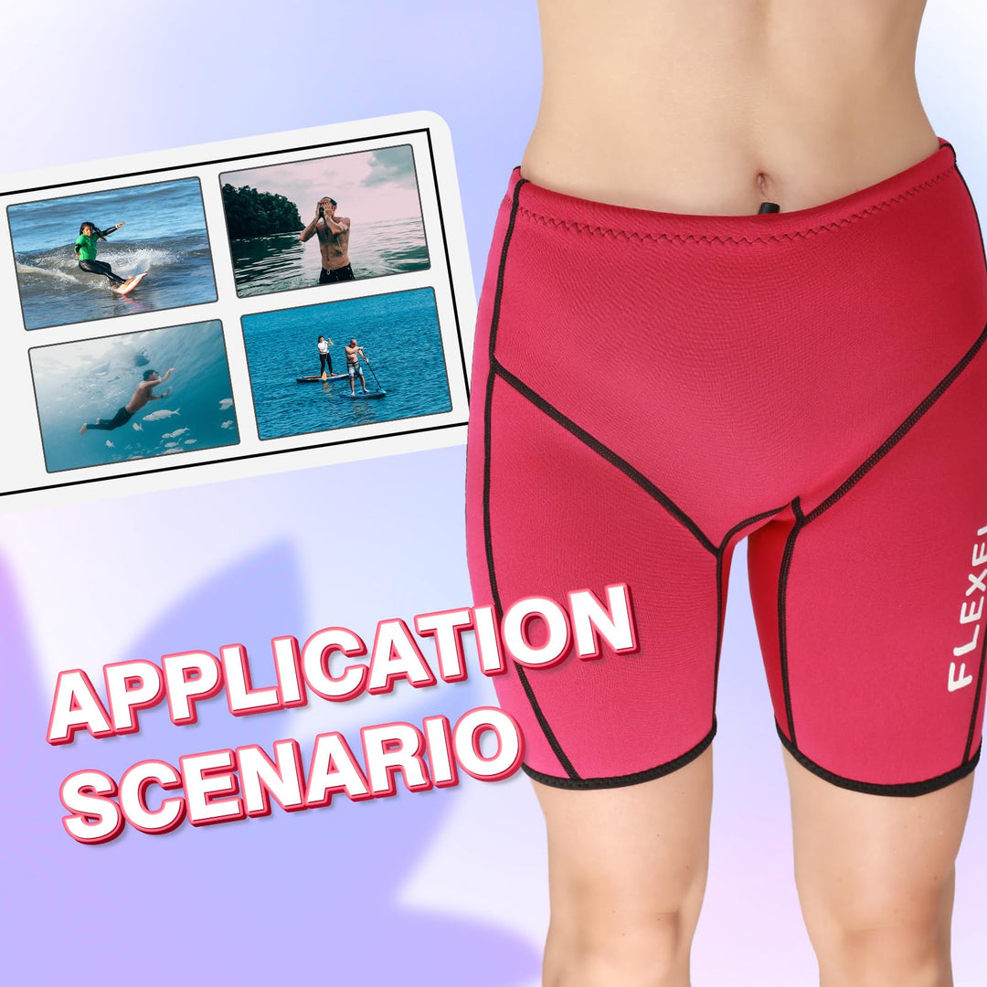FLEXEL Wetsuit Shorts Women 2mm, Wet Suits Short Womens in Cold Water Weather, Wetsuit Pants for Womens Neoprene for Surf Swim Snorkeling Canoeing Scuba Kayaking