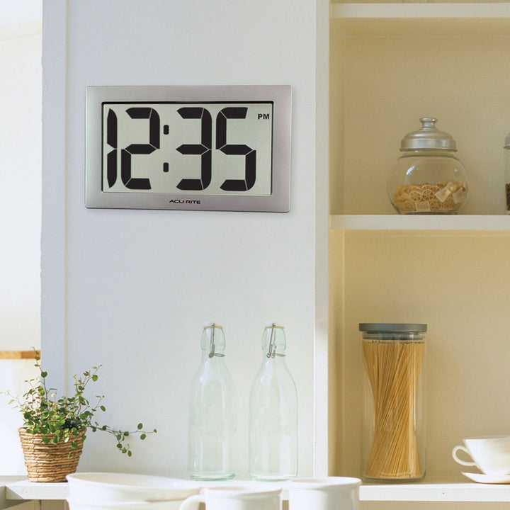 75102RM 9.5 Large Digital Clock with Intelli-Time Technology,Siliver,6-inch height x 9.5-inch width x 1.8-inch depth