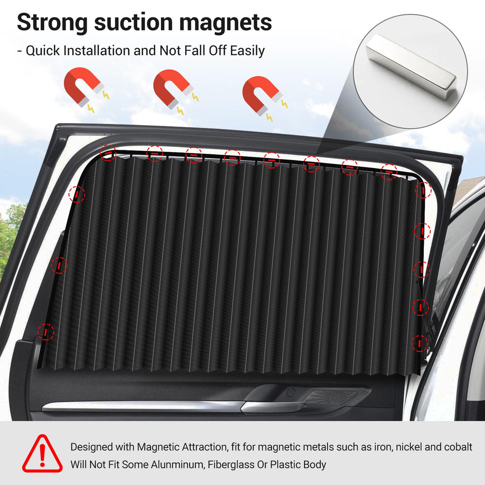 Car Side Window Sun Shades - Privacy Magnetic Black 2 Pcs Covers Blinds Curtains - Auto Accessories Sunshades Keeps Cooler Screen for Baby Sleeping