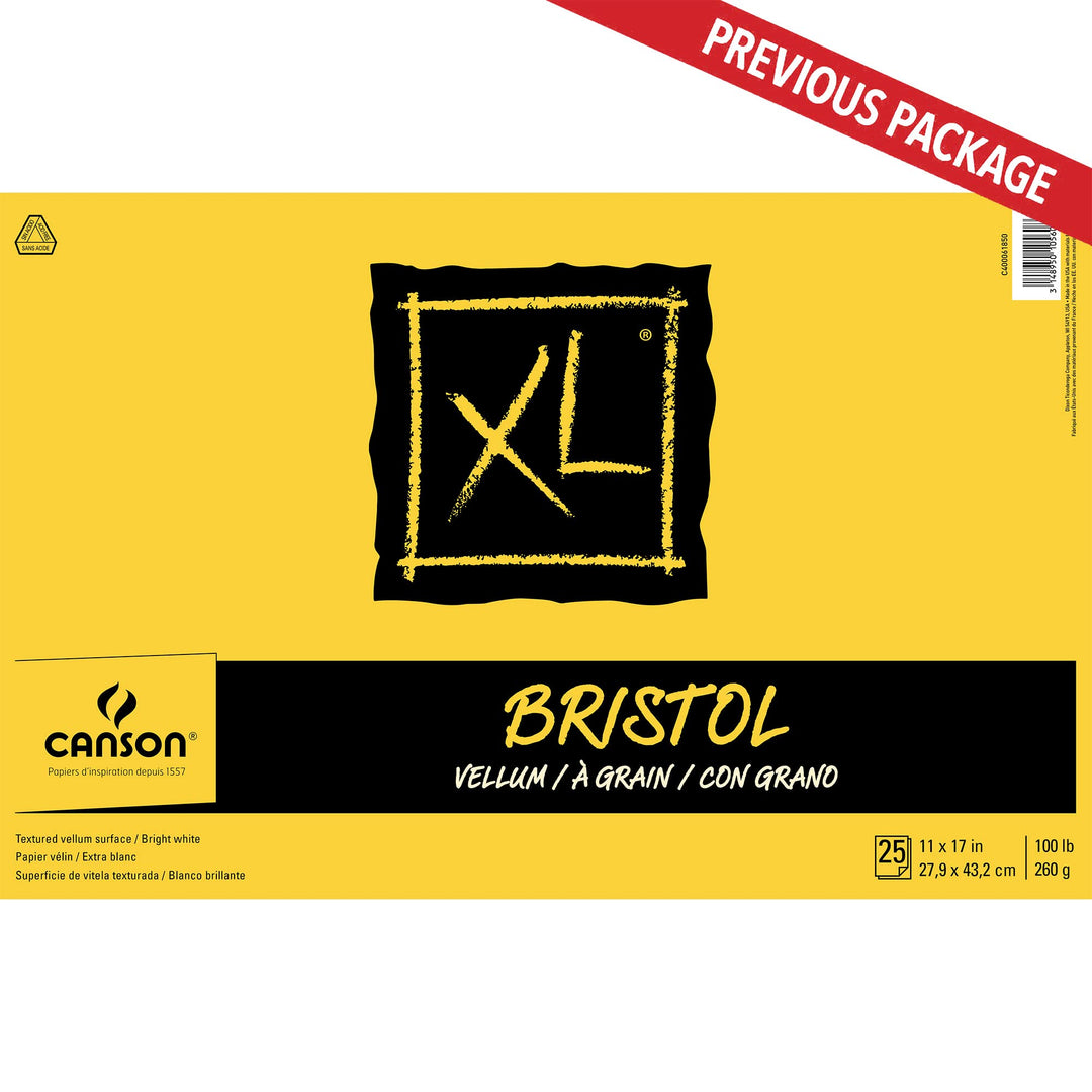 XL Series Bristol Paper, Vellum, Foldover Pad, 11x17 inches, 25 Sheets (100lb/260g) - Artist Paper for Adults and Students - Charcoal, Pen and Ink, Marker, and Pastel