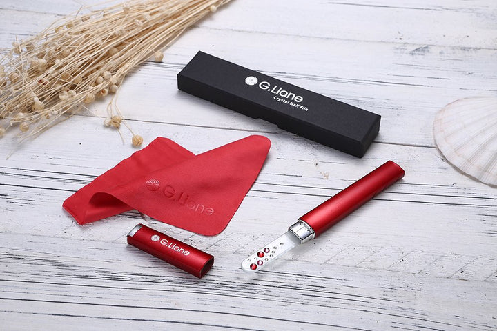 Crystal Nail File With Swarovski Crystals ‚¬Œ Professional Nail File In Case Manicure Pedicure Kit For Natural Nails Acrylic Nails Gels Nails Manicure Tools For Home And Salon (Red Bubble)
