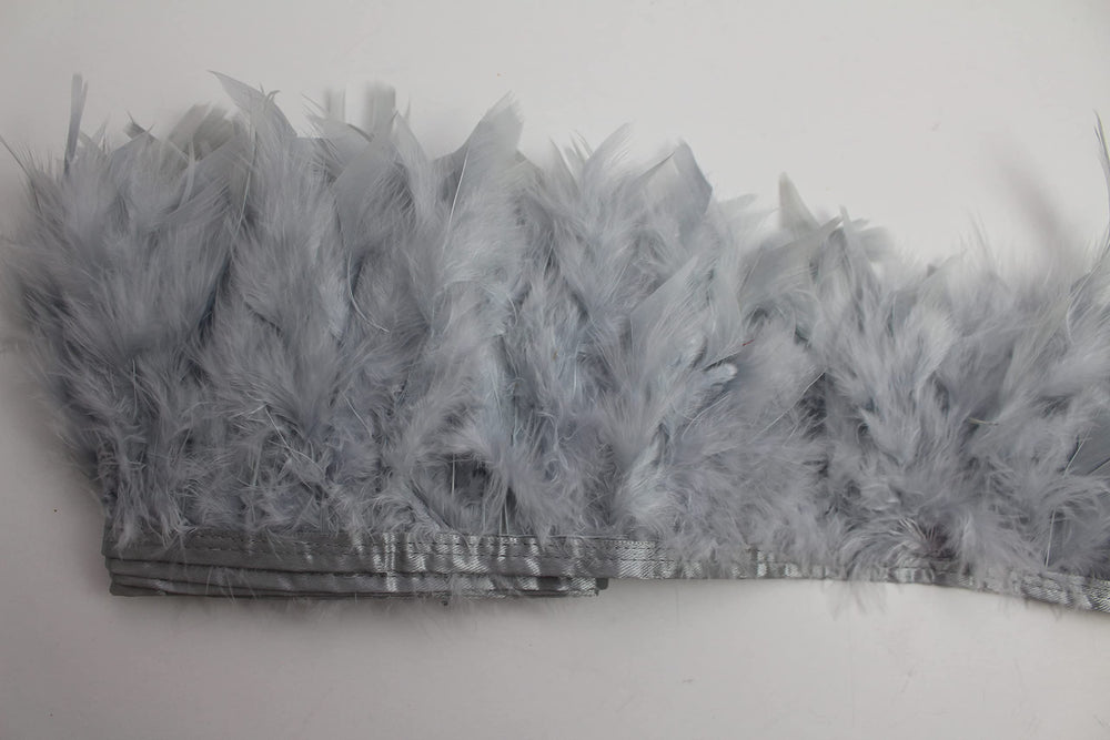 2 Yard Long Turkey Chandelle Turkey Fluff Feather Fringe Trim,Dress Sewing Clothes Accessories. 6-7 Height Garment Accessories Feather DIY (Grey)