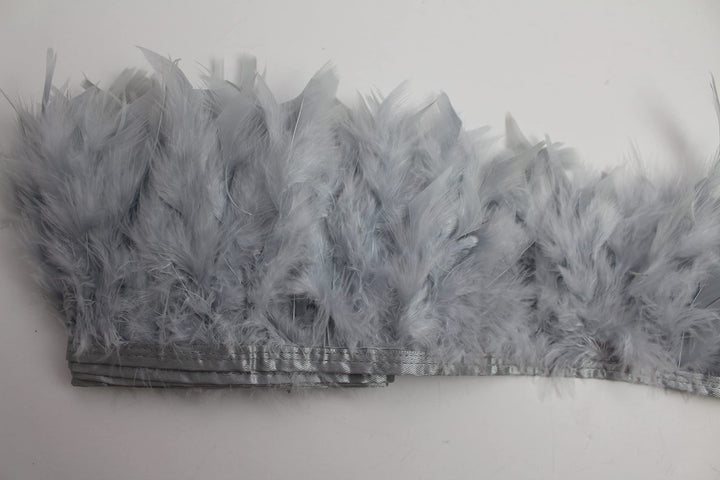 2 Yard Long Turkey Chandelle Turkey Fluff Feather Fringe Trim,Dress Sewing Clothes Accessories. 6-7 Height Garment Accessories Feather DIY (Grey)