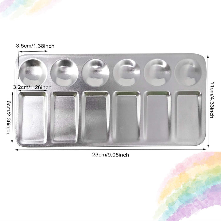 2PCS Rectangle Metal Paint Mixing Palette Artist Paint Tray DIY Craft Professional Art Painting