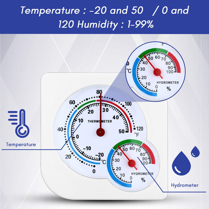 6 Pcs Indoor Thermometer and Humidity Gauge Indoor Mini Thermometer Hygrometer Temperature Humidity Meter Temperature and Humidity Monitor with Pointers for Home, Kitchen, Planting Room