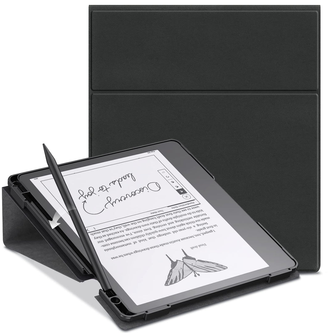 Case for Kindle Scribe, Vertical Multi-Viewing Adjustable 360 Degree Rotating Stand Cover for Kindle Scribe 10.2”, Auto Sleep/Wake with Pen Holder, 10.2 inch 2022 Released (Black)
