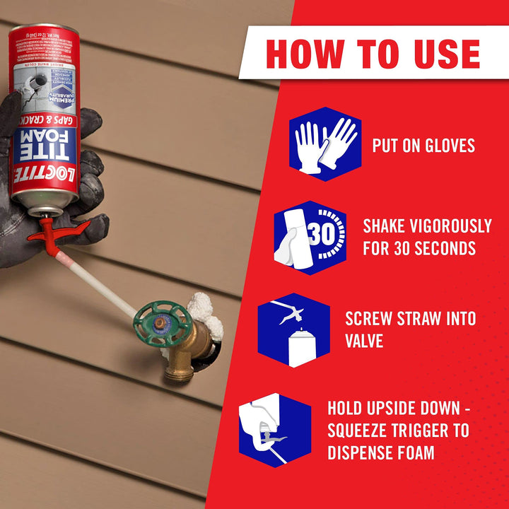 Tite Foam Gaps & Cracks Spray Foam Sealant, Polyurethane Expanding Foam Insulation - 12 fl oz Can, Pack of 1