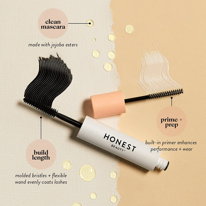 2-in-1 Extreme Length Clean Mascara + Lash Primer | Lengthening + Volumizing | EWG Verified + Cruelty Free | Black, .27 fl oz