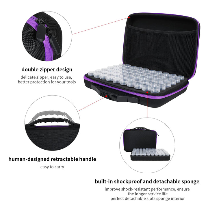 60-Slot Diamond Art Storage Case - Portable Shockproof Organizer and Accessory Box for Jewelry Beads