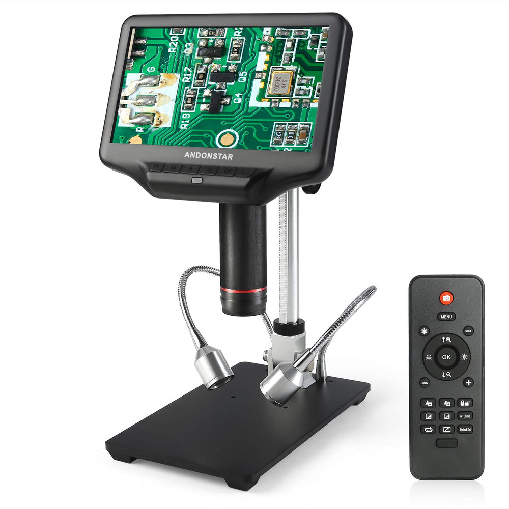 AD407 3D HDMI Soldering Digital Microscope with 4MP UHD and 7 inch Adjustable LCD Screen USB Video Microscopes for Phone Repairing SMT SMD DIY