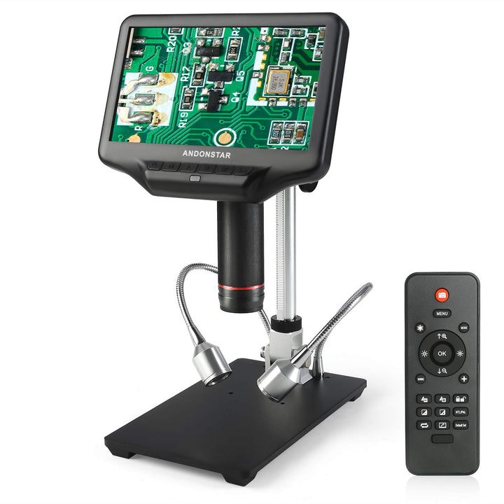 AD407 3D HDMI Soldering Digital Microscope with 4MP UHD and 7 inch Adjustable LCD Screen USB Video Microscopes for Phone Repairing SMT SMD DIY