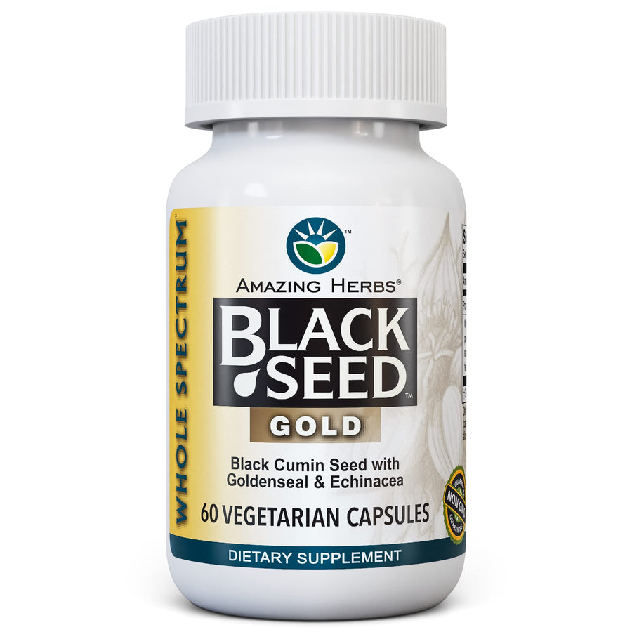 Whole Spectrum Black Seed Gold - Black Cumin Seed with Goldenseal & Echinacea, Gluten-Free & Non-GMO, Immune Support, Promotes Health & Wellness - 60 Count