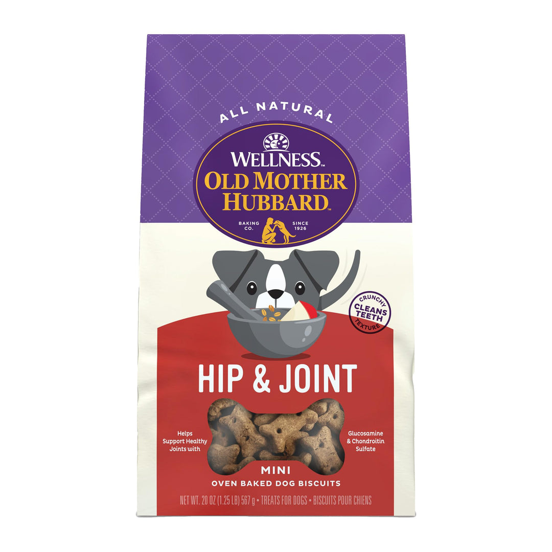 Wellness Hip & Joint Dog Biscuits, Natural, Training Treats, Chicken, Apples, Oats, and Carrots Flavor, Mini Size, (20 Ounce Bag)
