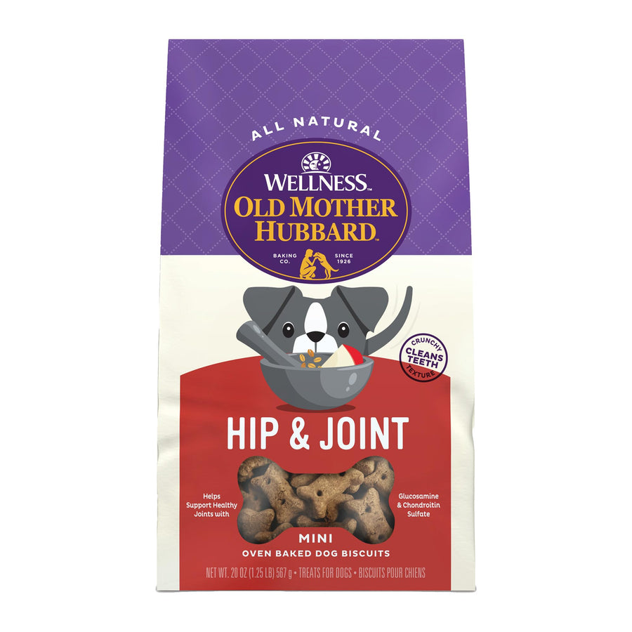 Wellness Hip & Joint Dog Biscuits, Natural, Training Treats, Chicken, Apples, Oats, and Carrots Flavor, Mini Size, (20 Ounce Bag)