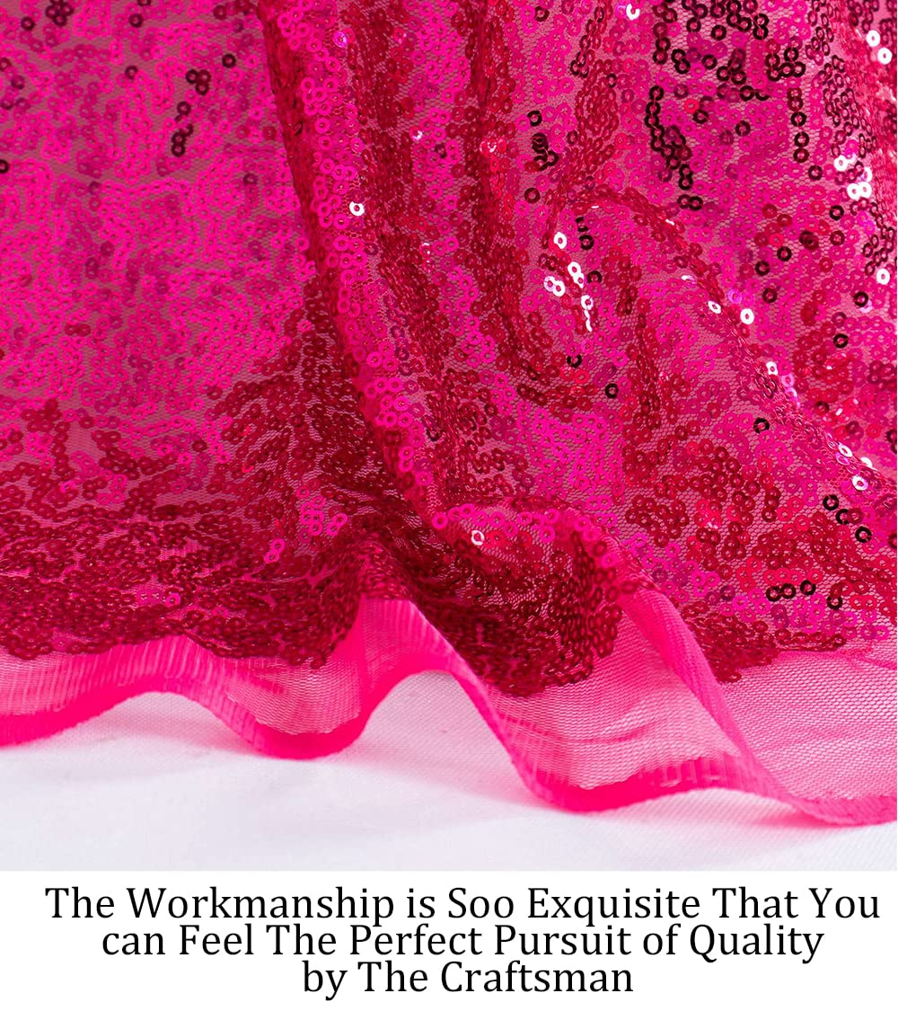 Sequin Fabric by The Yard Glitter Fabric 1 Yard Little Mermaid Fabric Mesh Fabric Sequence Fabric Linen Material Fabric for Sewing Sparkle Cloth Fabric (1 Yard, Hot Pink)