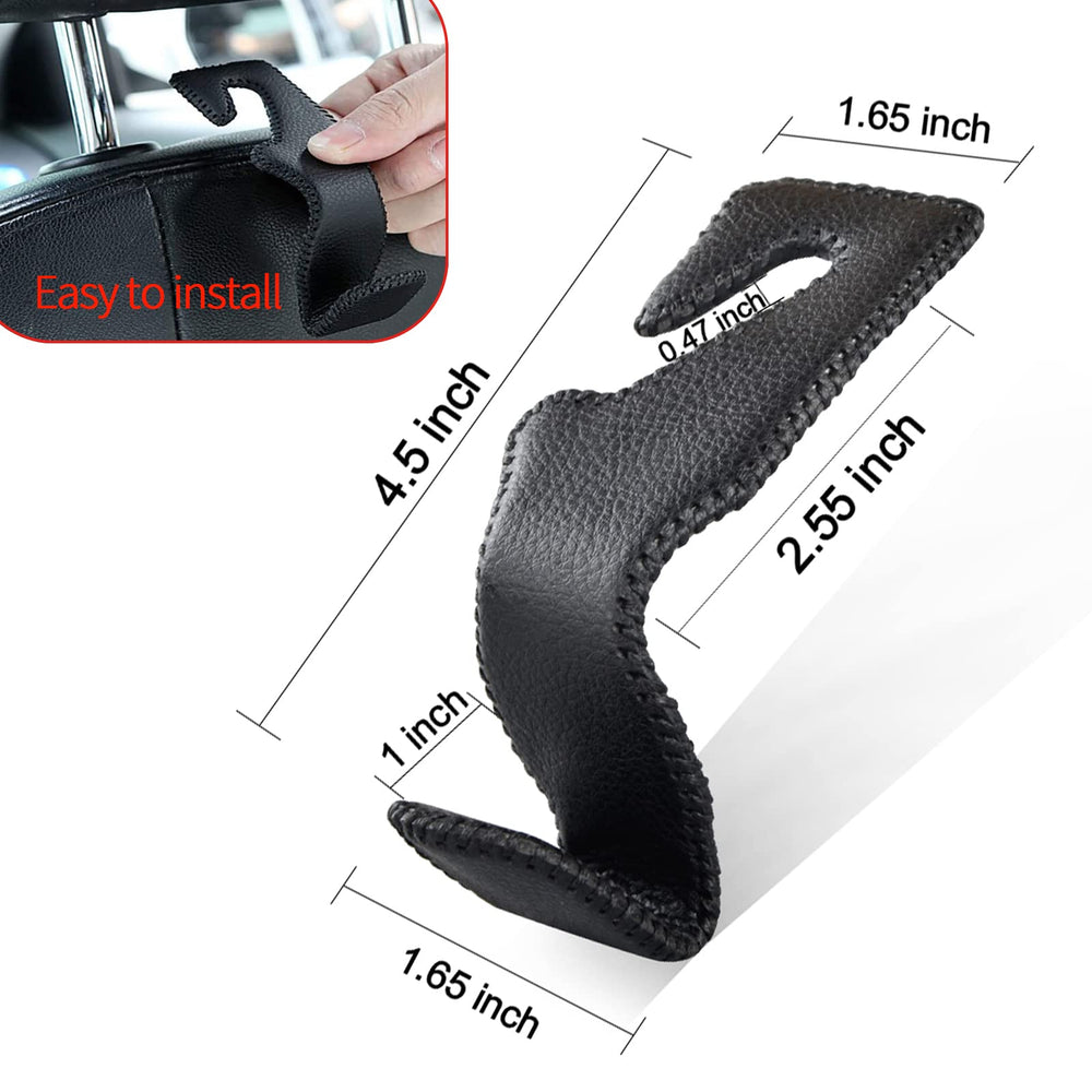 Car Hooks Universal Car Vehicle Back Seat Headrest Hanger Holder Hook Microfiber Leather & Stainless Steel for Bag Purse Cloth Drink Grocery (Black red)…