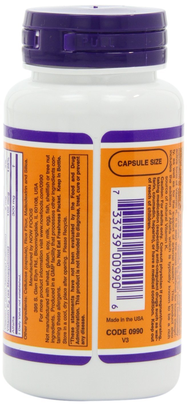 Vitamin K-2,100mcg, 100 caps (Pack of 2)