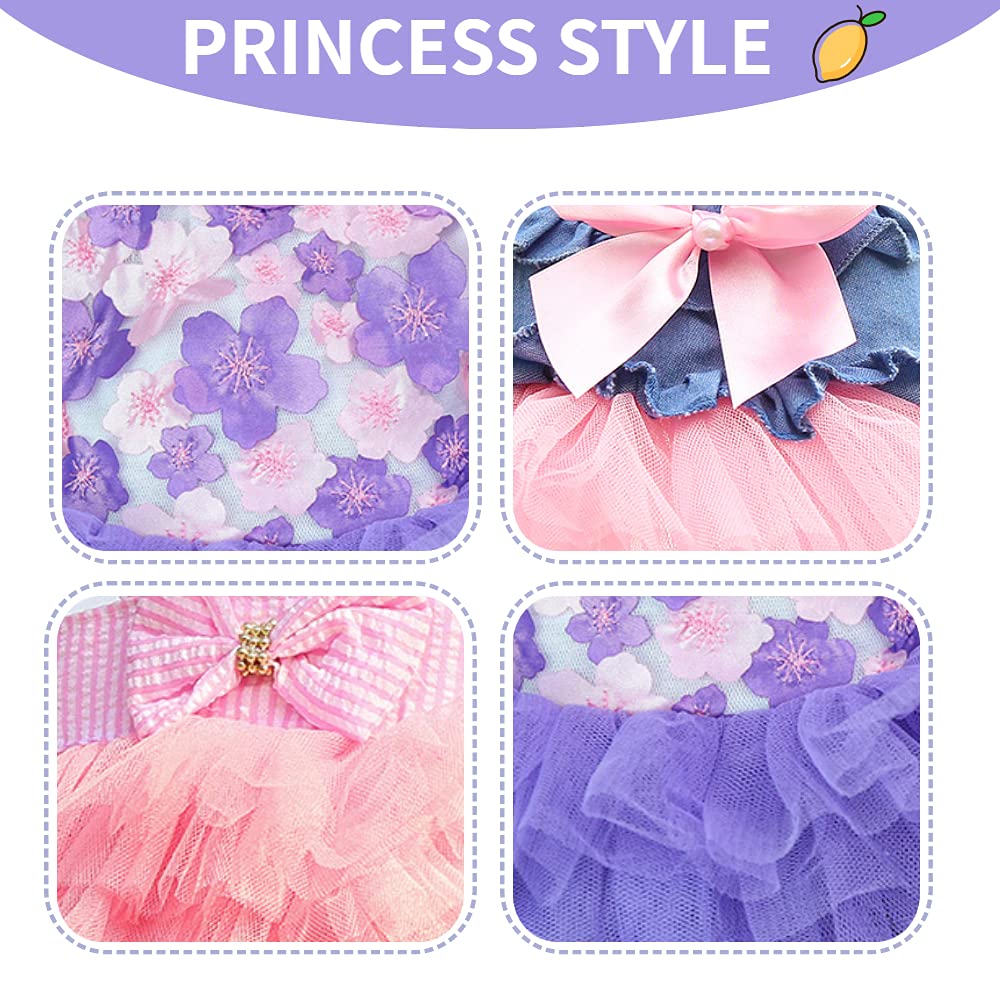 Dog Dresses for Small Dogs Girl 3 Pack Summer Puppy Clothes Outfit Apparel Female Cute Cat Skirt Pup Tutu Pink Yorkie Clothing Breathable Pet Dress for French Bulldog Chihuahua (AA, X-Small)