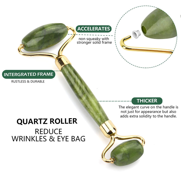 Jade Roller and Gua Sha Set - Beauty Face Massager & Guasha Tool for Eye, Neck, Body - 2 in 1 Skin Care Massage Tools, Muscle Releaxing and Relieve Wrinkles