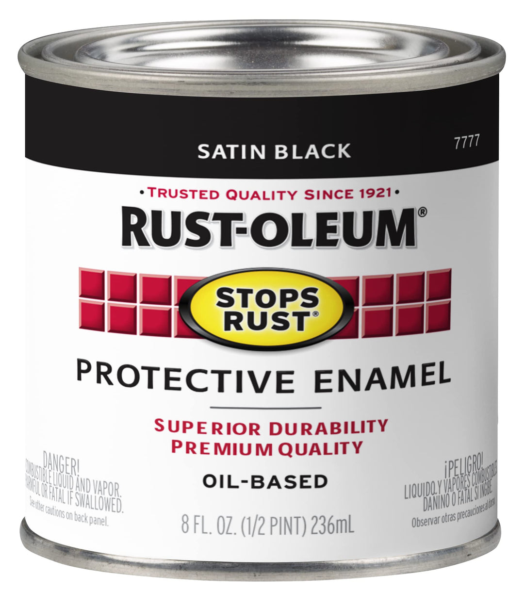 Satin Black, 8 Ounce : 7777730 Protective Enamel Paint, 8-Ounce, Satin Black