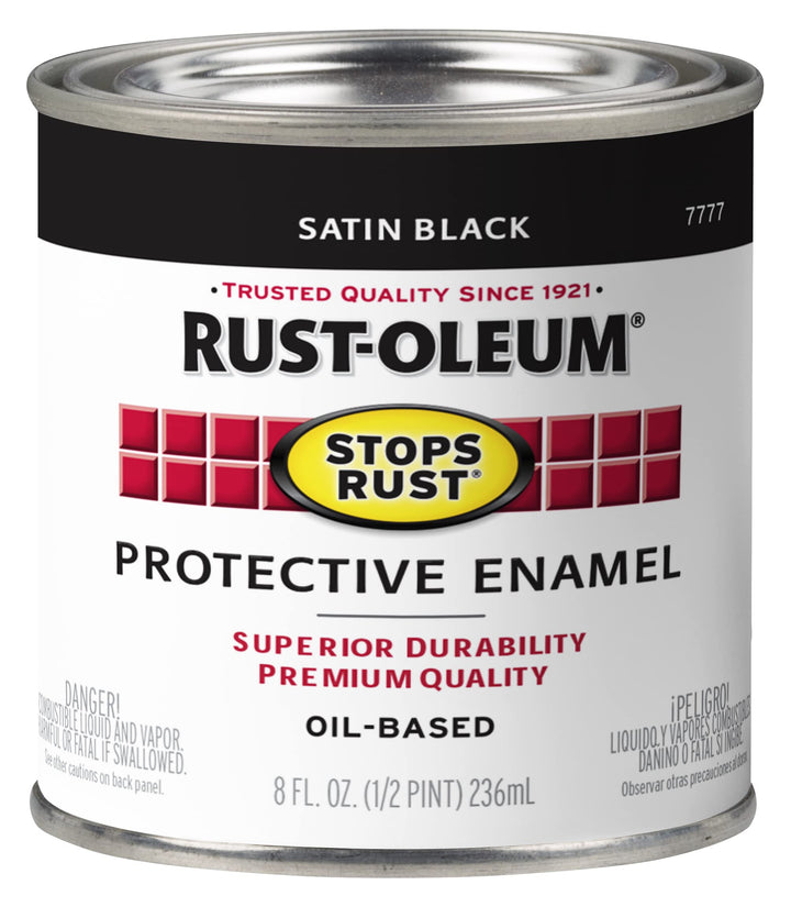 Satin Black, 8 Ounce : 7777730 Protective Enamel Paint, 8-Ounce, Satin Black
