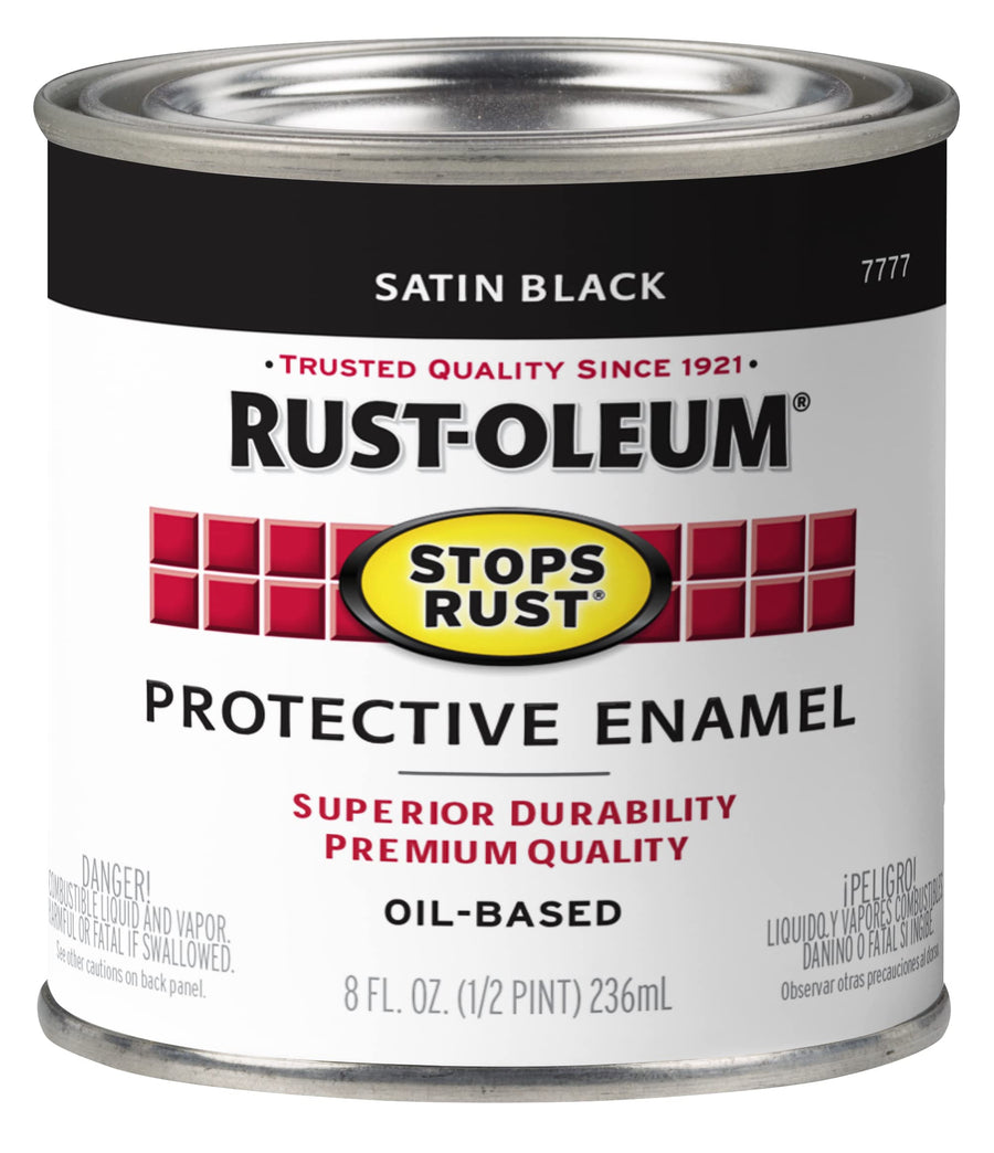 Satin Black, 8 Ounce : 7777730 Protective Enamel Paint, 8-Ounce, Satin Black