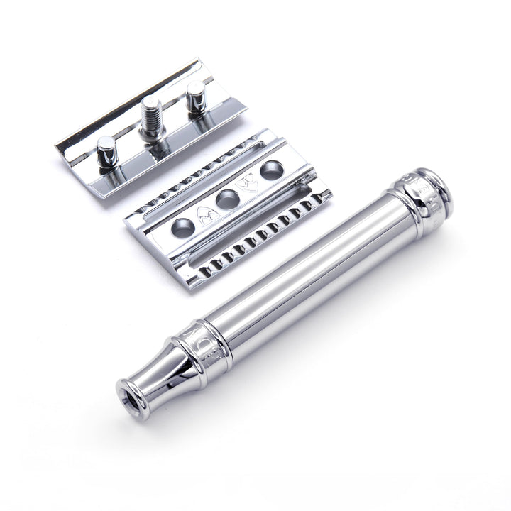 DE89BL Chrome Reusable Classic Double Edge Safety Razor for Men