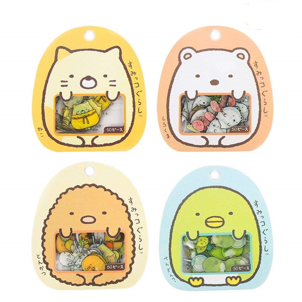 Aimeio Super Cute Cartoon Animals Transparent PVC Stickers for Diary Calendar Albums Decoration Scrapbook Planner Journal Child DIY Toy School Office Supplies,4 Pack,200 Pieces