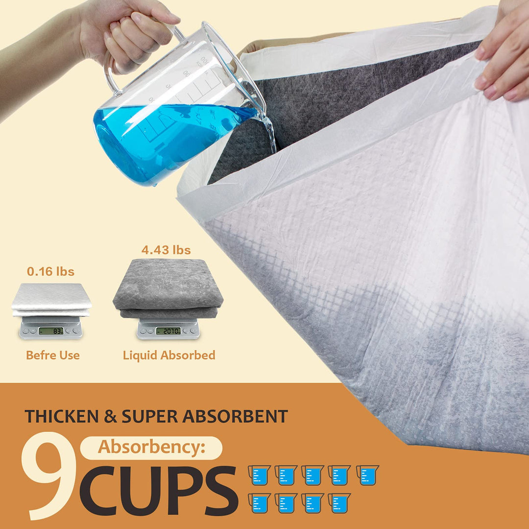 Dog Pee Pads Extra Large 28 x 34, 30 Count, Activated Carbon Charcoal Puppy Pads XL, Potty Pads for Dogs with Adhesive Sticky Tape, Disposable Training Bed Pads for Pets, Doggies, Cats