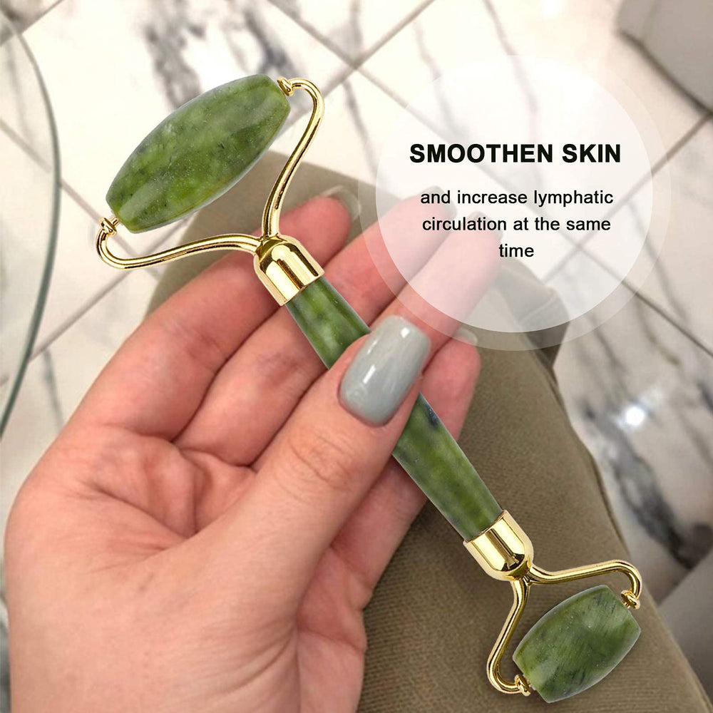 Jade Roller and Gua Sha Set - Beauty Face Massager & Guasha Tool for Eye, Neck, Body - 2 in 1 Skin Care Massage Tools, Muscle Releaxing and Relieve Wrinkles