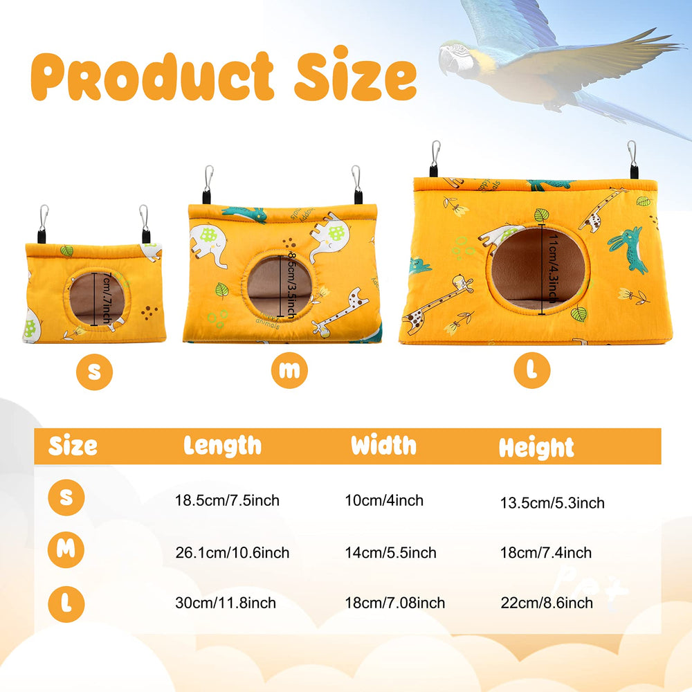 Winter Warm Bird Nest House - Hanging Hammock Velvet Shed Hut Cage Plush Fluffy Birds Hideaway Sleeping Bed Fuzzy for Parrot Parakeet Cockatiels Budgies Lovebird Medium(Yellow)