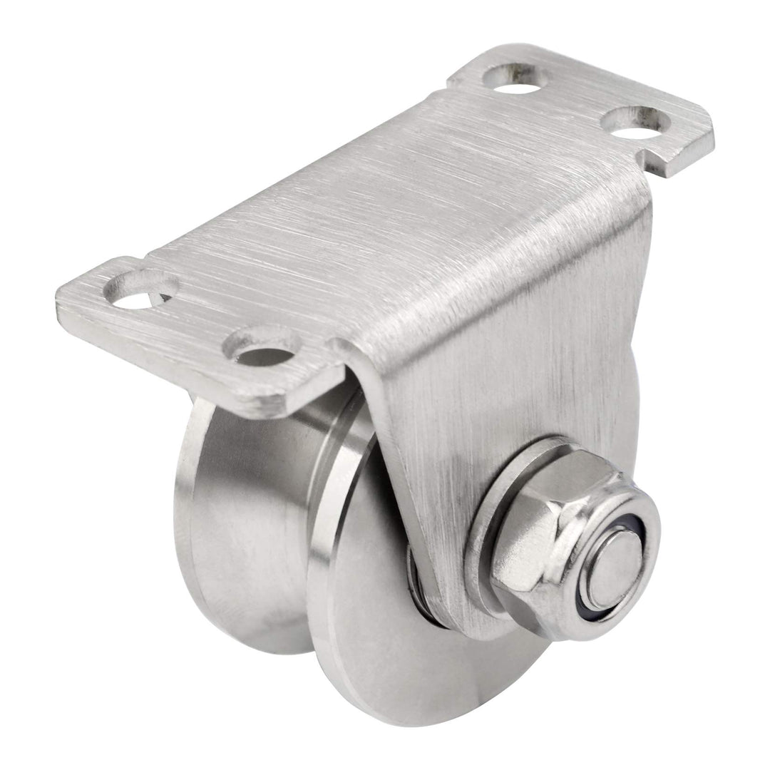 1 Piece Groove Wheel Pulley 304 Stainless Steel Pulley Block Super Silent Detachable Duplex Bearing for DIY Gym Equipment, Sliding Gate with Mounting Screws and Expansion Pipes V Type