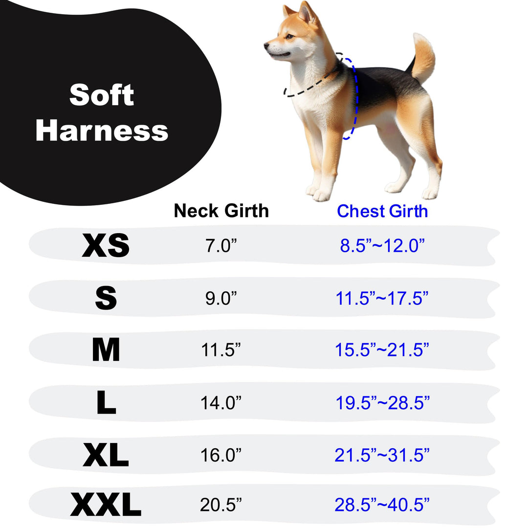 Soft Dog Harness No Choke Over-The-Head Triple Layered Breathable Mesh Adjustable Chest Belt and Quick-Release Buckle, Black, Medium