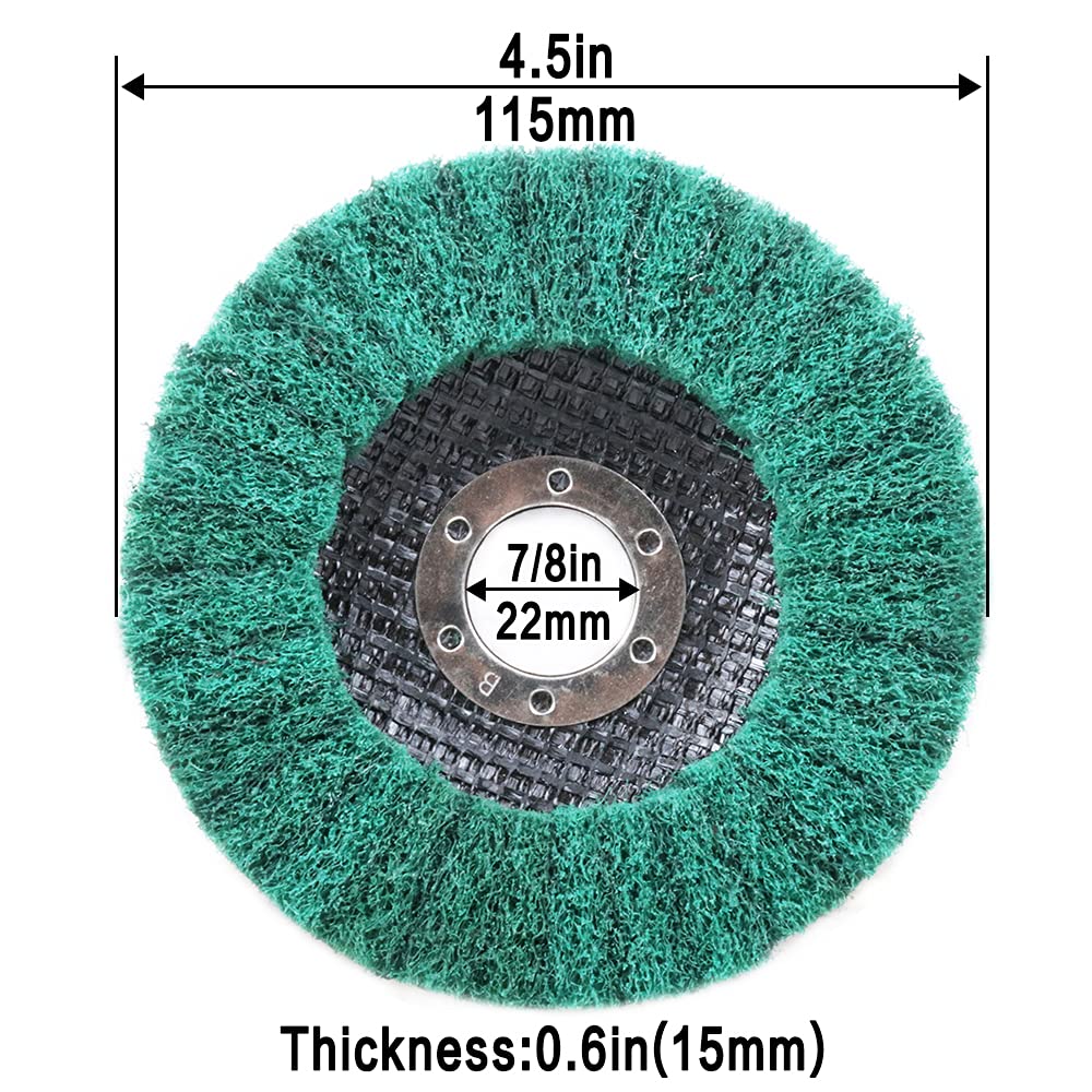5Pcs Nylon Fiber Flap Disc Polishing Grinding Wheel, 4.5 x 7/8 Inch Scouring Pad Buffing Wheel for Angle Grinder, Polishing Tools (Grit 180)