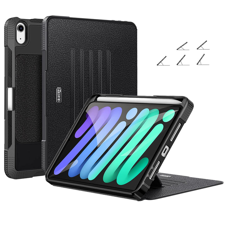 for New iPad Mini 7 (A17 Pro) 2024 /Mini 6 Case 8.3 Inch, Full Body Protective Cover with Pencil Holder and Auto Wake & Sleep Function for iPad Mini 7th/6th Generation, Black
