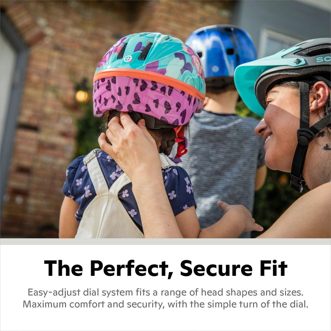 Classic Toddler Bike Helmet for Boys Girls Age 3-5 Years Old, Suggested Fit 48-52 cm, Dial Fit, Full Range Padding, Extended Lower Shell, Integrated Visor, Carnival