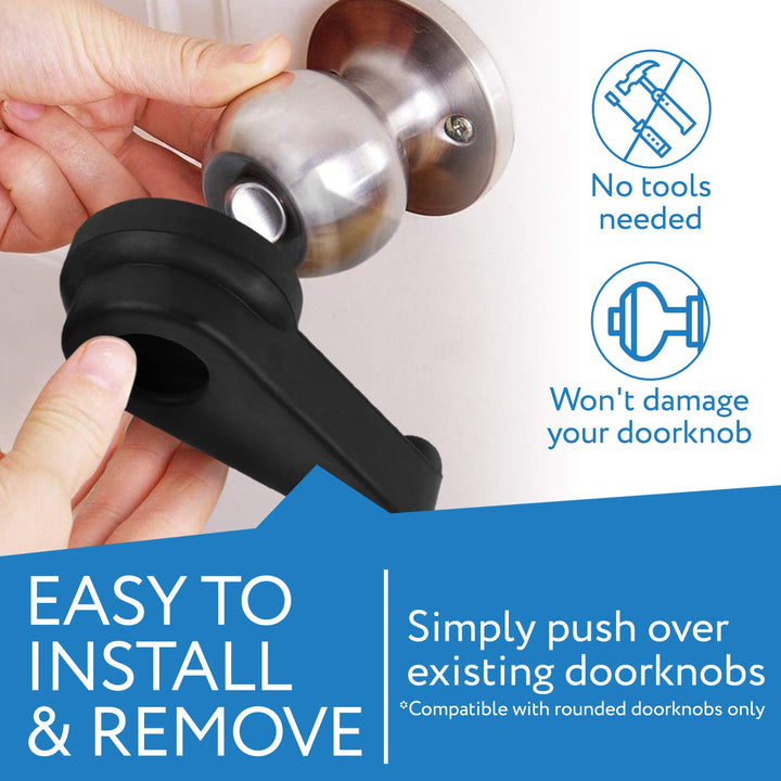 Two Pack Door Handle Extension, Soft Rubberized Doorknob Extension, Converts Knob Style Doors to Handles for Easy Accessibility for Elderly, Disabled, Children, Fits Door Knobs 2 to 2.5