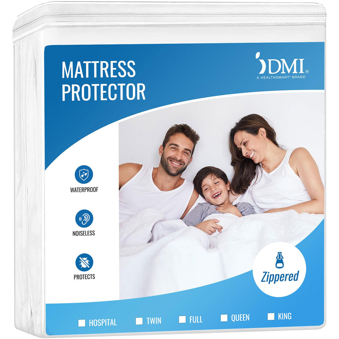Zippered Plastic Mattress Protector, Waterproof Mattress Cover, Full Size, White
