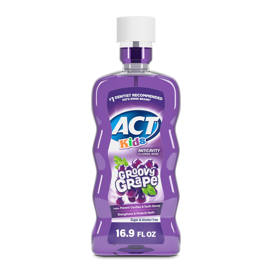 Kids Anti-Cavity Fluoride Rinse Groovy Grape with Fuoride & Exact Dosage Meter, 16.89 Ounce