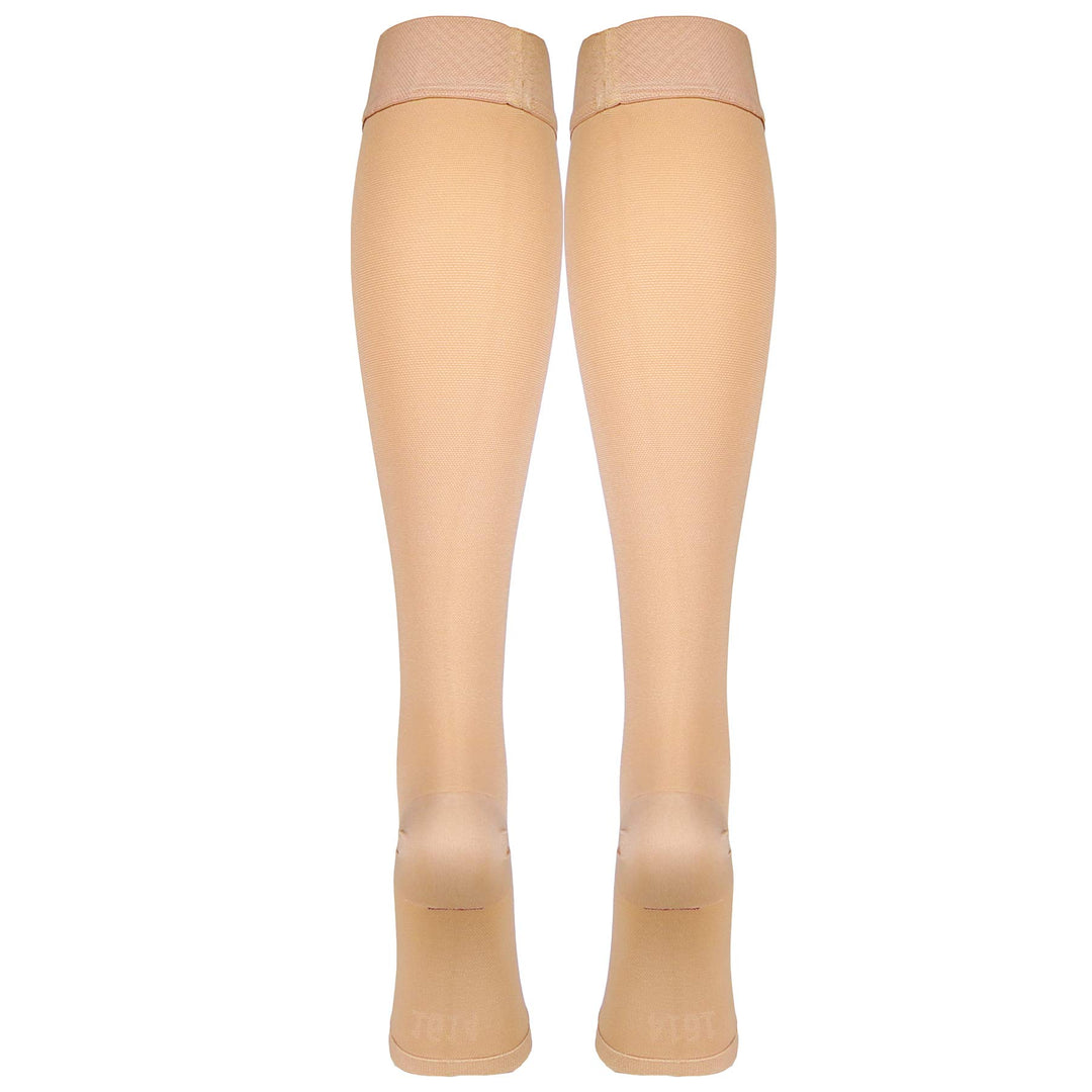 Truform Open Toe, Knee High 20-30 mmHg Compression Stockings, Beige, Large