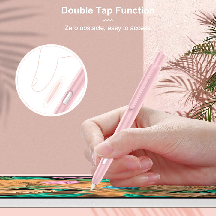 Holder Case Compatible with Apple Pencil 2nd Generation, Retractable Protective Apple Pencil Cover with Sturdy Clip, Hard PC Apple Pencil Case, Support Double-Tap,Light Pink