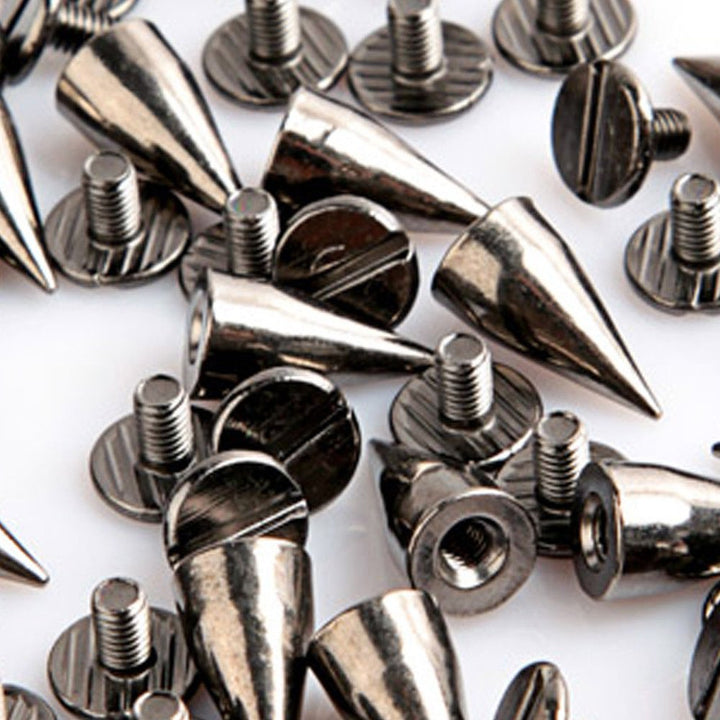 30 Sets 13MM Black Gunmetal Color Bullet Cone Spike Stud Metal Screw Back DIY Leather-Craft