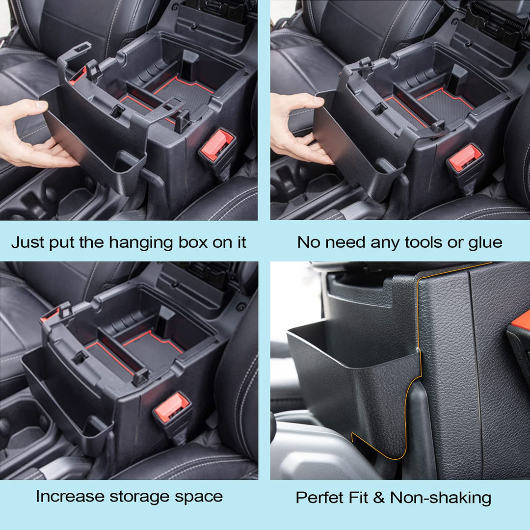 Center Console Hanging Box Compatible with JEEP Wrangler JL/JLU 2018-2023 2024 2025 and JEEP Gladiator JT Truck 2020-2024 2025 Organizer Tray Armrest Storage Accessories (Not for JK/JKU)