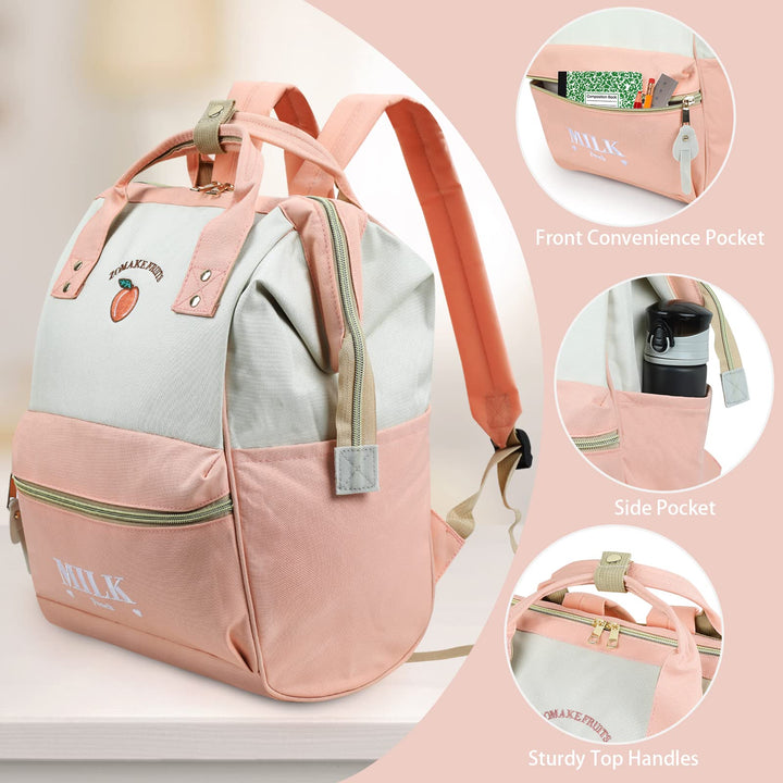 15.6 Inch Travel Laptop Backpack for Women Men - Anti Theft Water Resistant Bag Daypack - Computer Bag Business Work Cute Backpacks(Peach)