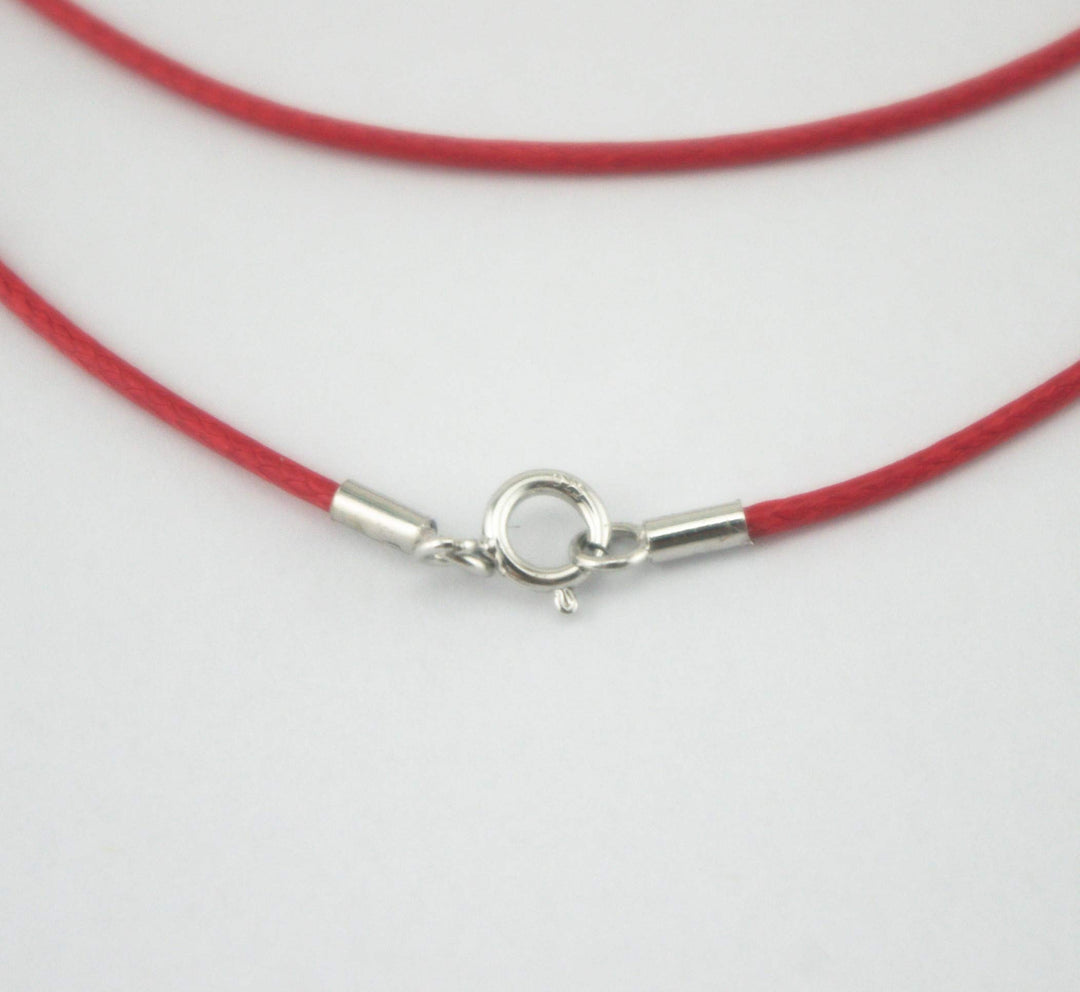 Red Silk Braided Rope Chain 925 Silver Plated Clasp Leather Cord Chain Necklace Rope (1.0 mm, 20 Inches)