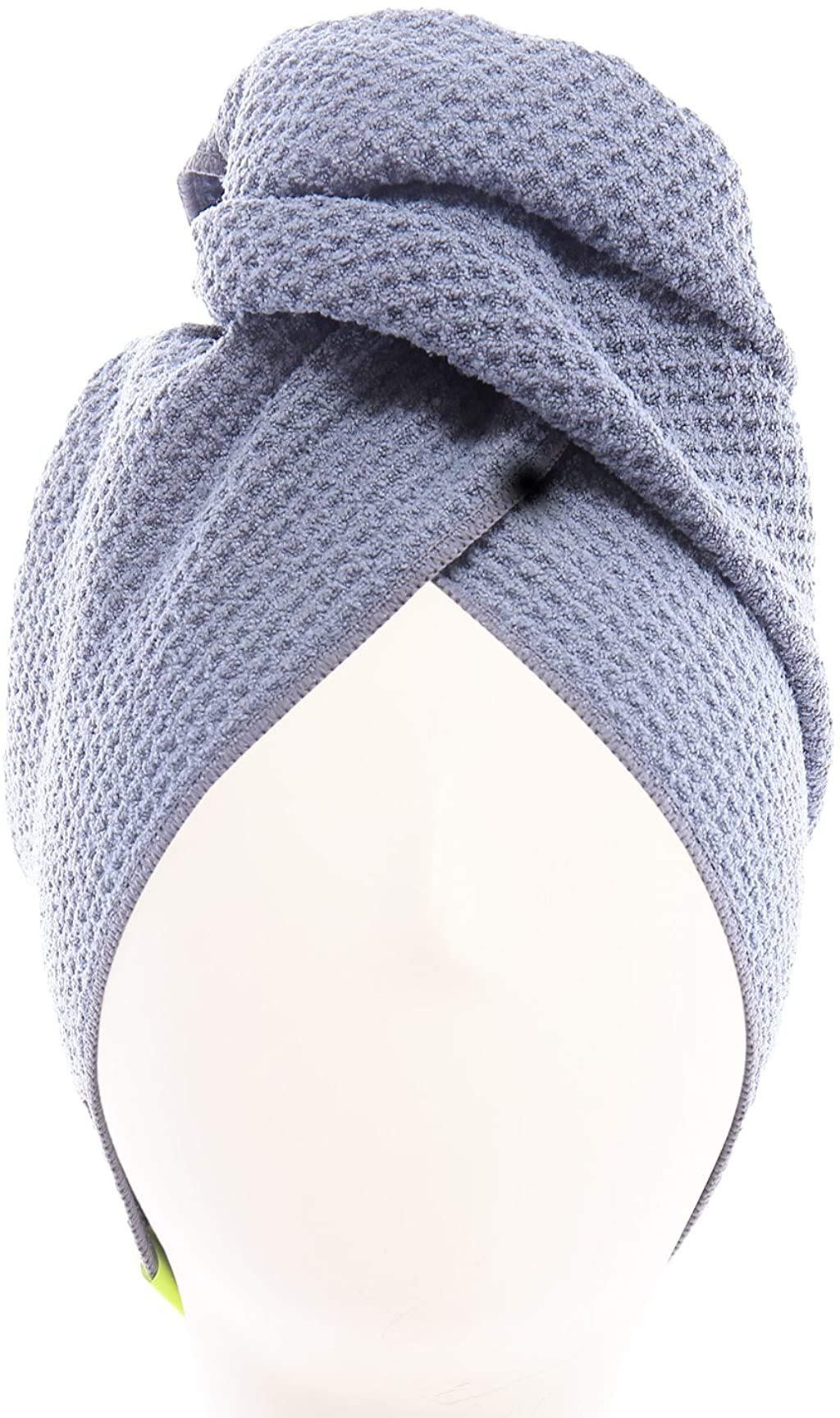 AQUIS - Original Hair Towel (Waffle), Ultra Absorbent & Fast Drying Microfiber Towel for Thicker Hair, Dark Grey (19 x 39 Inches)