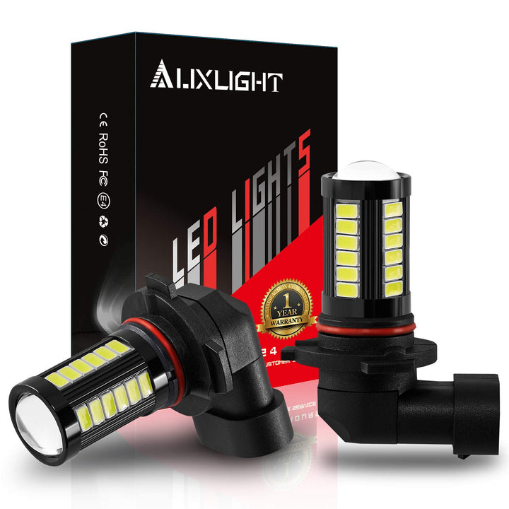 9006 HB4 9006LL 9006XS LED Fog Light Bulbs 6000K Xenon White, Super Bright 2800 Lumens 33-SMD Chips LED Daytime Running Lights DRL Bulbs Replacement for Cars, Trucks (Pack of 2)