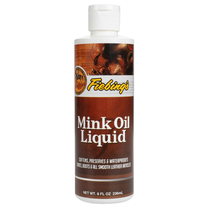 Fiebing's Liquid Mink Oil for Leather Boots (8 fl oz) - Leather Cleaner & Conditioner - Waterproof, Preserve, Soften All Smooth Leathercraft & Vinyl - Prevents Salt Stains - Use On Couch, Shoe, Purse