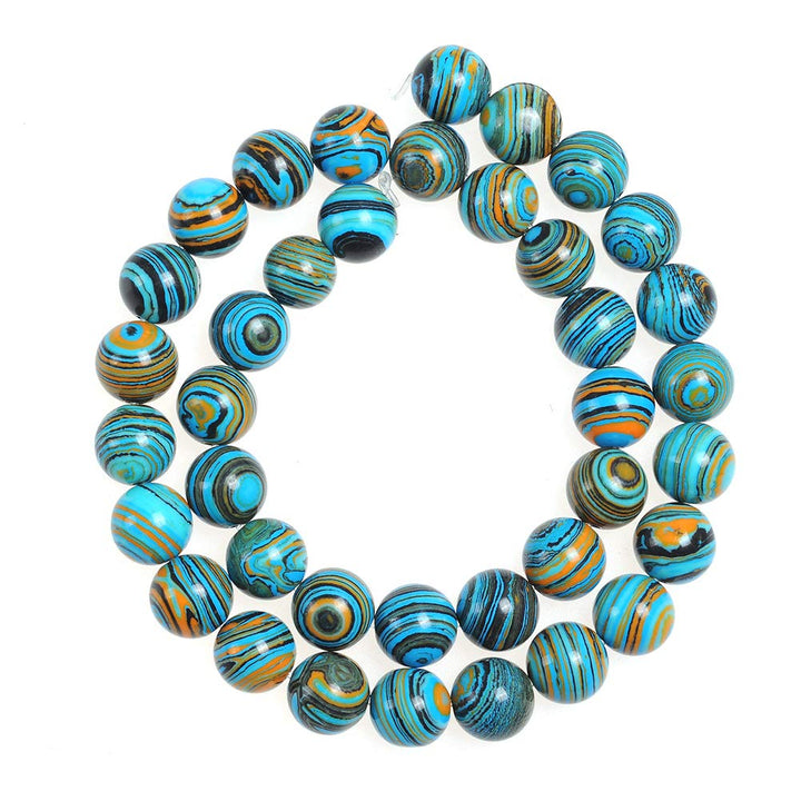 Natural Stone Beads 8mm Blue Malachite Gemstone Round Loose Beads Crystal Energy Stone Healing Power for Jewelry Making DIY,1 Strand 15